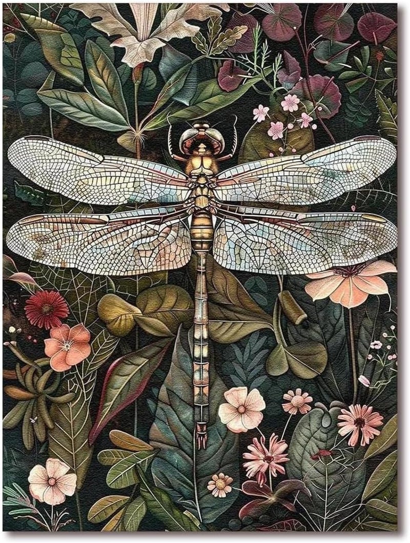 Tiwabb Dragonfly Stamped Cross Stitch Kits for Adults - Embroidery Kits for Beginners Adults,11 CT Patterns Dimensions Counted Cross Stitch Kits for Adults Arts Craft 12x16 inch - Image 1